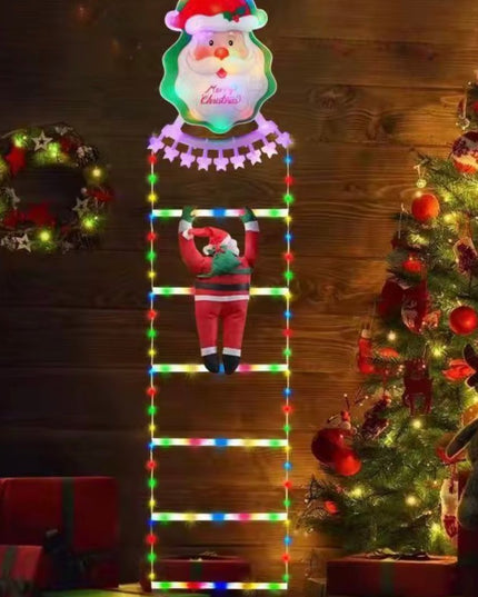 Viejo Pascuero en Escalera con Luz Solar