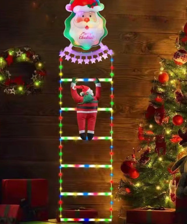 Viejo Pascuero en Escalera con Luz Solar