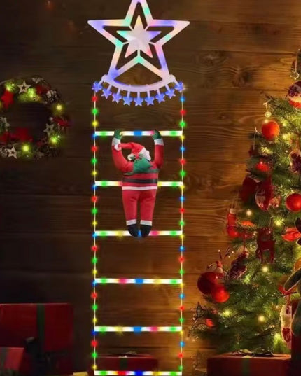 Viejo Pascuero en Escalera con Luz Solar