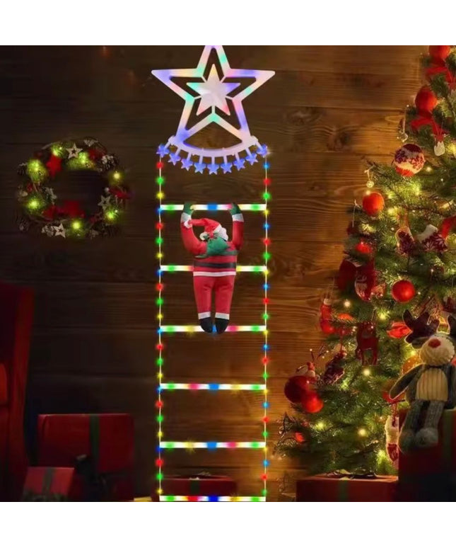 Viejo Pascuero en Escalera con Luz Solar